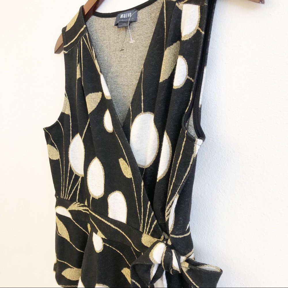 Anthropologie Black and Gold Wrap Top - Picture 6 of 17